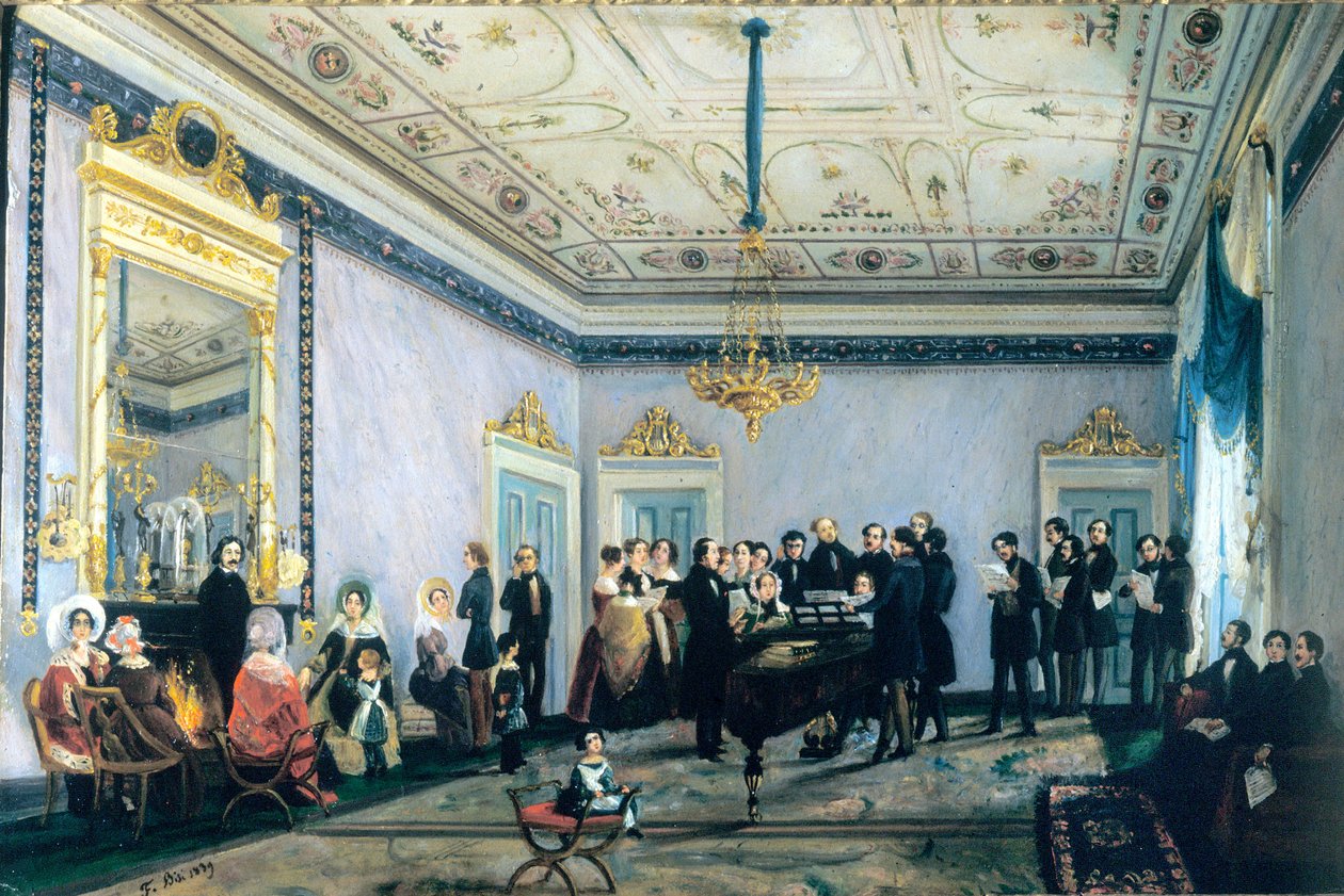 Konzert im Haus von Branca (Salon oder Treffen der Persönlichkeiten der Musikwelt in Mailand) von Fulvia Bisi