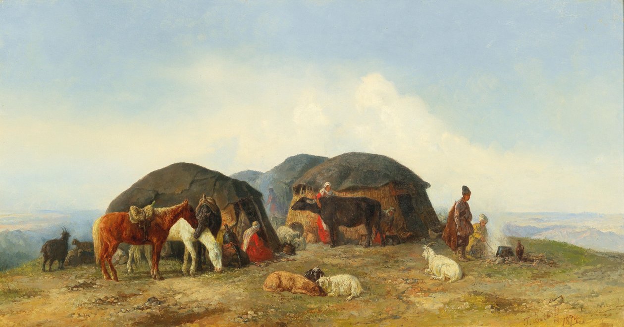 Rastende Viehhirten im Nordkaukasus, 1874 von Fyodor Ilyich Baykov