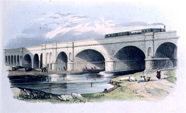 Blick auf die Greenwich Railway, die über den Surrey Canal bei Trundley