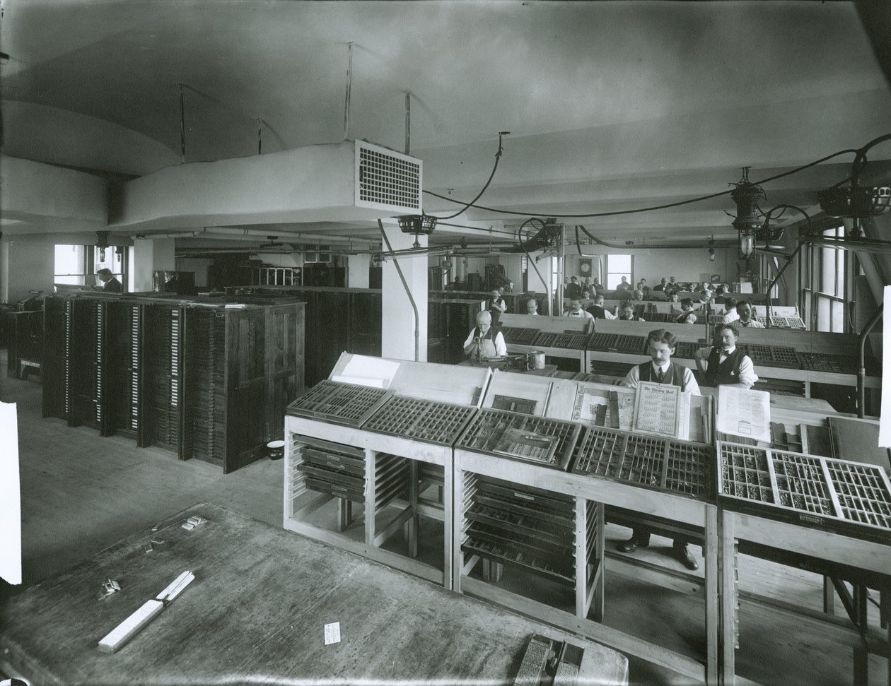New York Evening Post Setzerei von G.P. Hall und Sohn