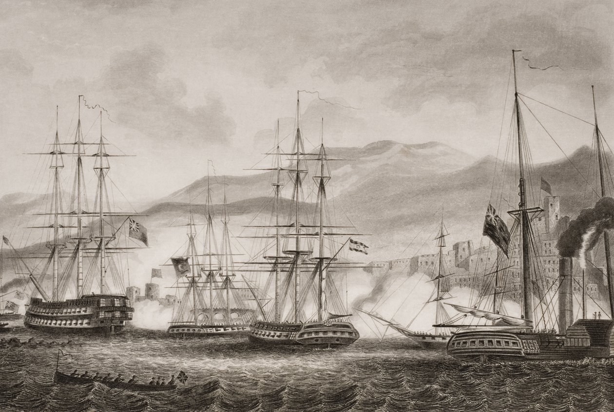 Angriff auf Sidon durch Kommodore Charles Napier, September 1840, Illustration aus 