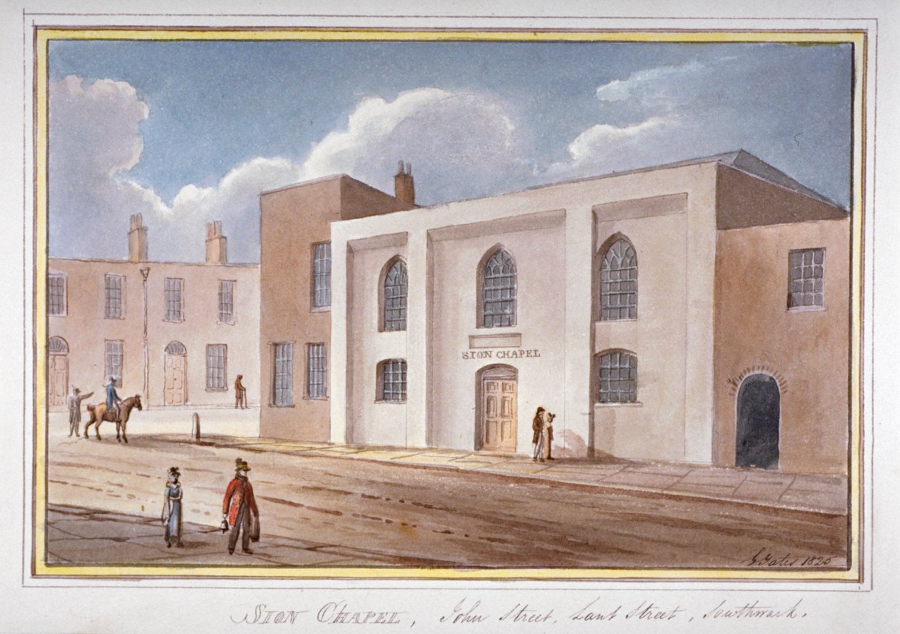 Blick auf die Sion-Kapelle in der John Street, Southwark, London, 1825 von G Yates