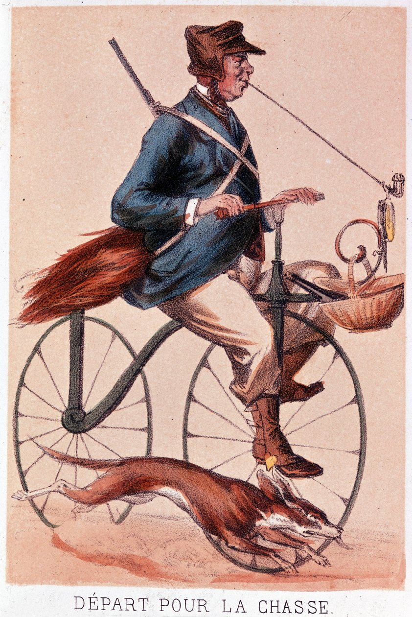 Abfahrt zur Jagd - Lithografie von Darlinghe nach Gosthiaux von Gabriel Gostiaux