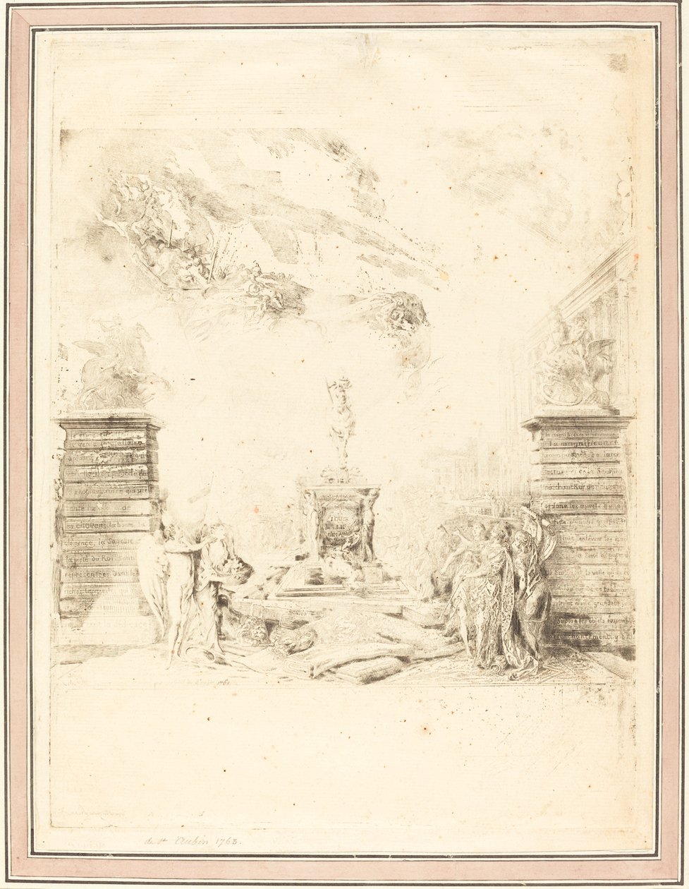 Allegorie zur Errichtung der Statue von Ludwig XV. von Gabriel Jacques de Saint Aubin