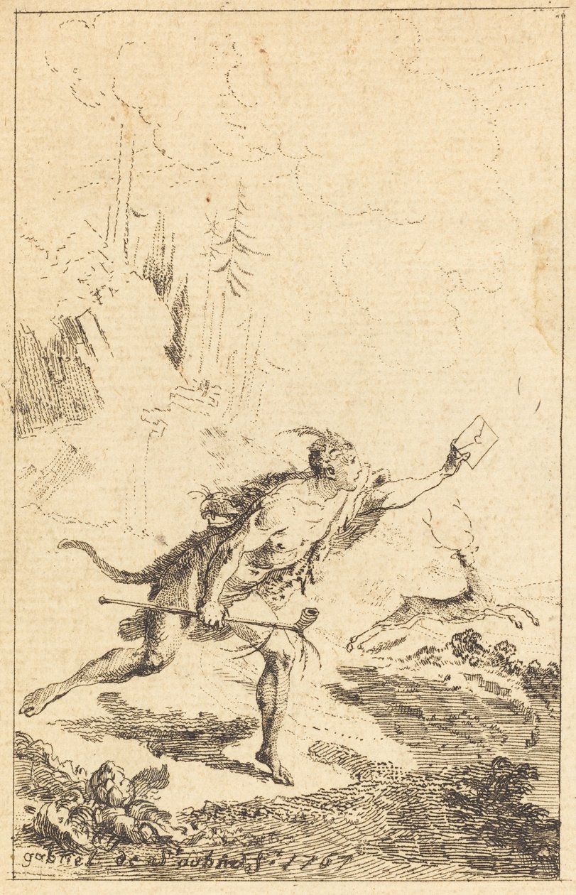 Gesandter an M. de Saint-Denis von M. de Belle-Isle, Gefangener [links] von Gabriel Jacques de Saint Aubin