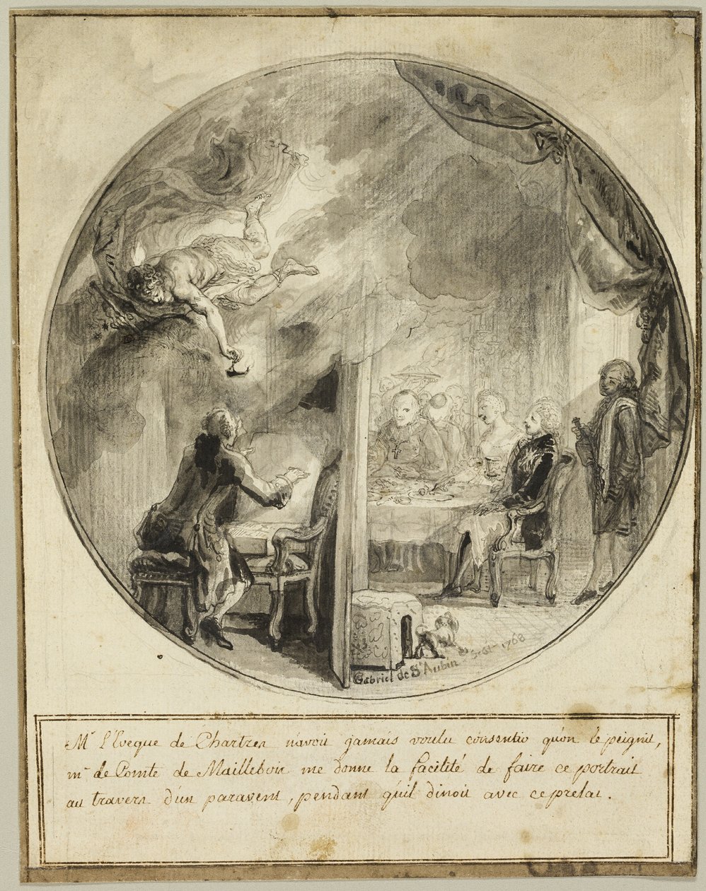 Gabriel de Saint-Aubin malt das Porträt des Bischofs von Chartres von Gabriel Jacques de Saint Aubin