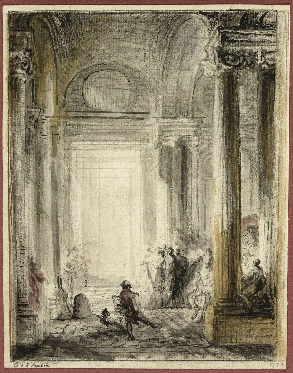 Der Eingang der Akademie der Architektur im Louvre von Gabriel Jacques de Saint Aubin