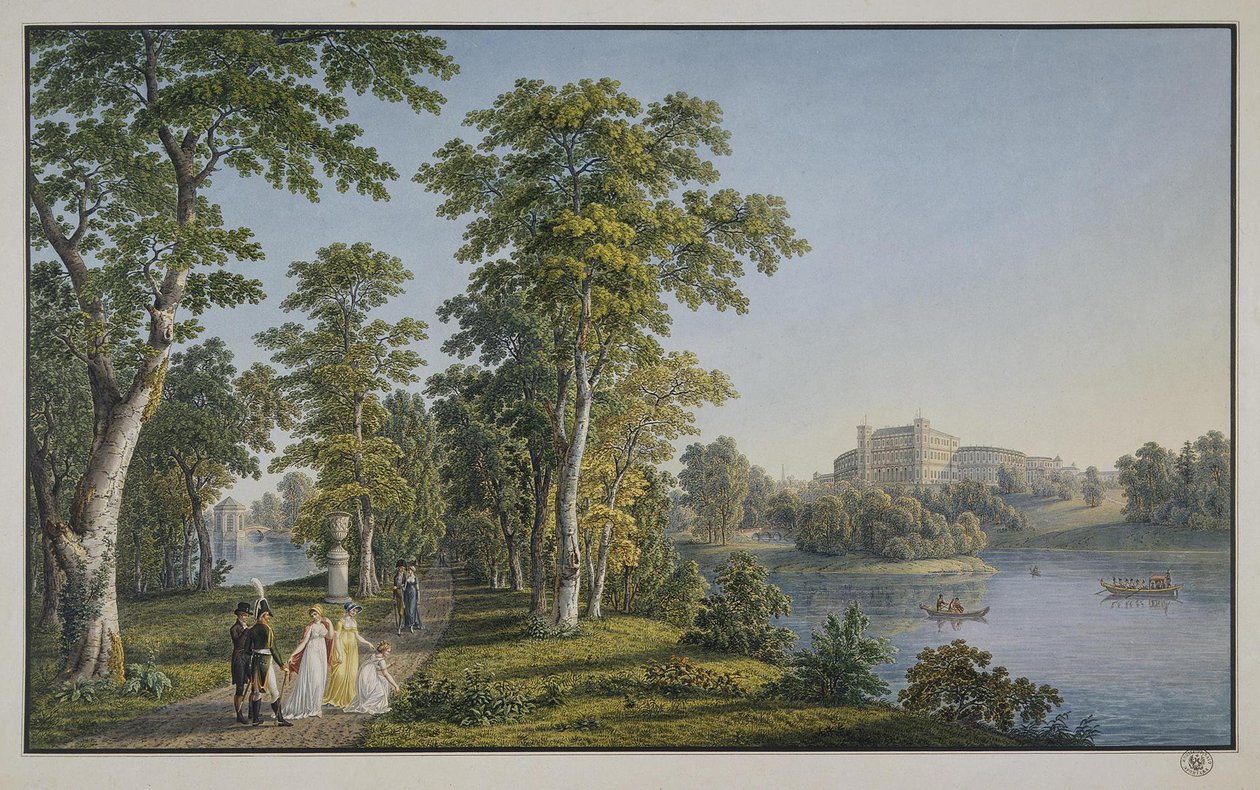 Ansicht des Palastes in Gatchina vom Park aus, 1753 von Gabriel Ludwig Lory the Elder