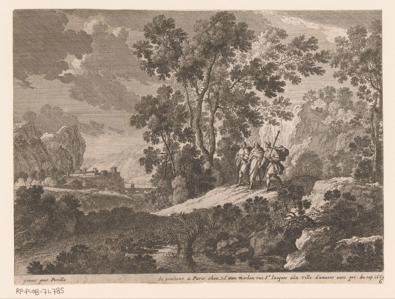 Christus und die Emmausjünger (Serie: Landschaften mit Szenen aus dem Leben Christi) von Gabriel Perelle