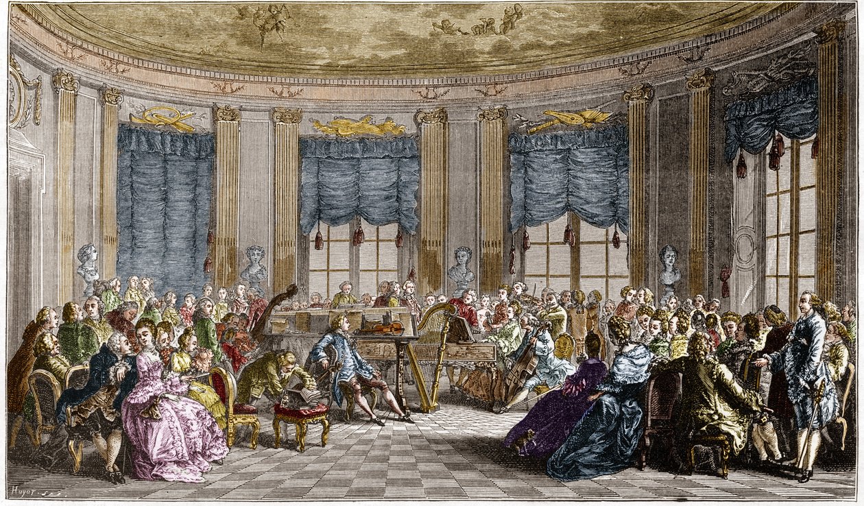 Ein Musikkonzert, gegeben von Madame la Comtesse de Saint Brisson - Gravur von Duclos nach Saint Aubin von Gabriel de Saint Aubin