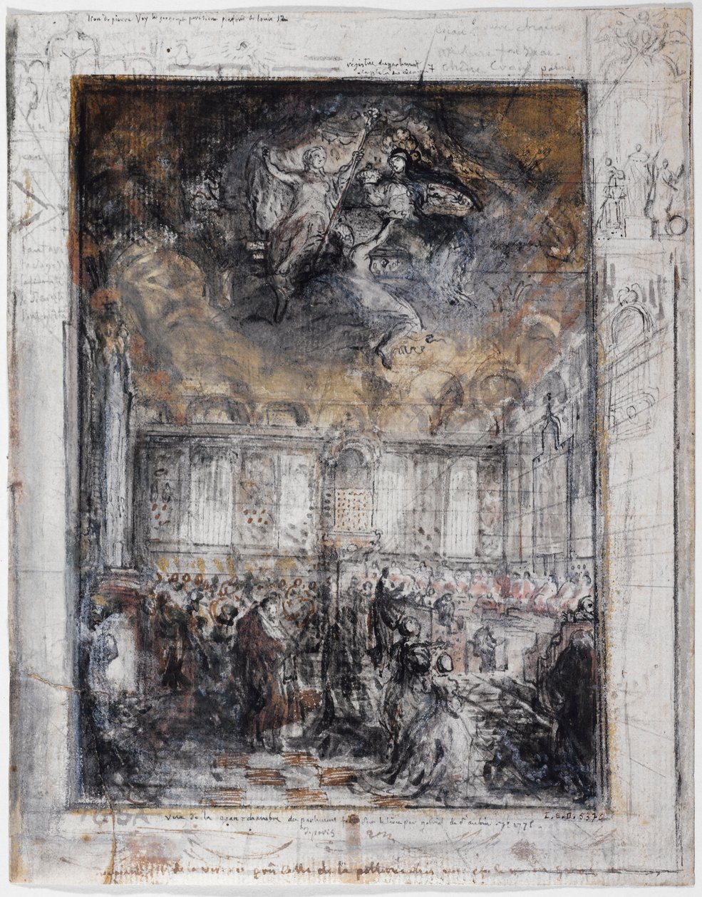 Ansicht der Großen Kammer des Parlaments von Paris von Gabriel de Saint Aubin