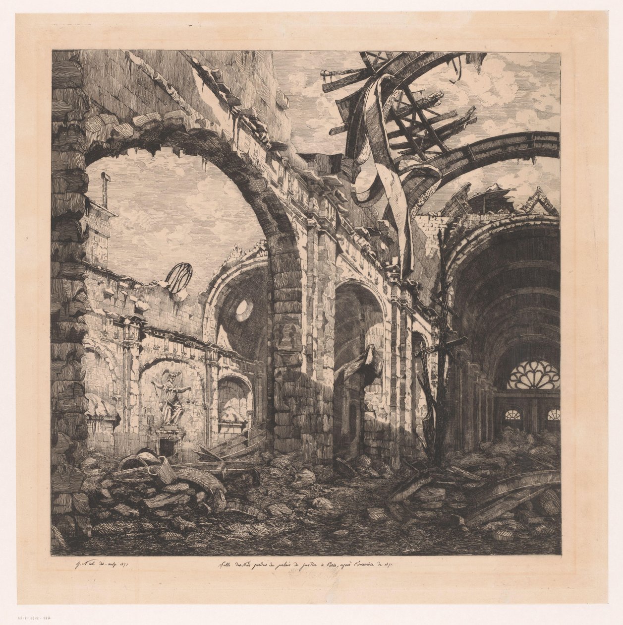 Ruine der Salle des pas perdus in Paris nach dem Brand von 1871 von Gabrielle Marie Niel