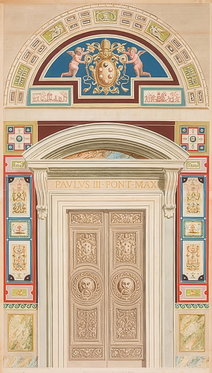 Tür, Rahmung und Lünette von Loggia XIII von Gaetano Savorelli
