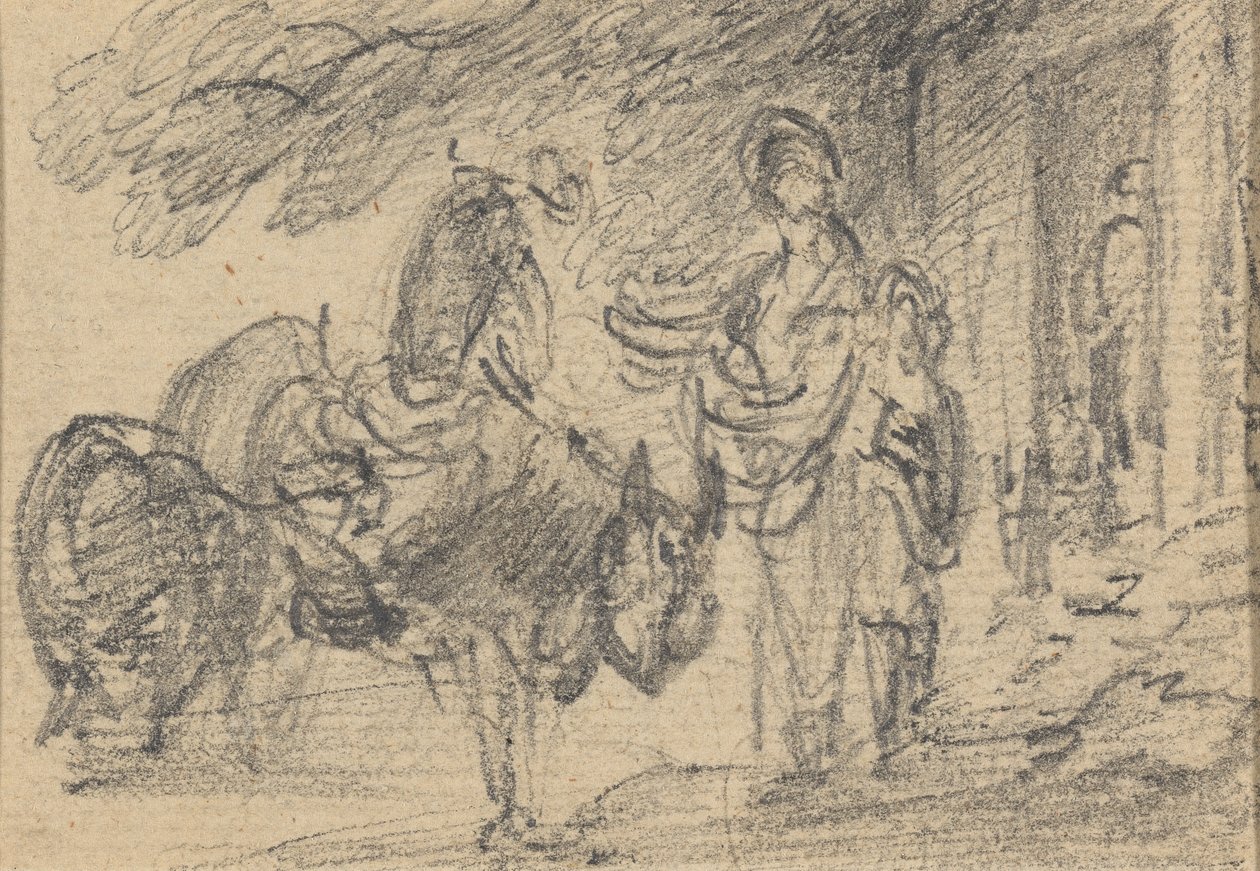 Figuren und Pferde in der Nähe einer Tür von Gainsborough Dupont