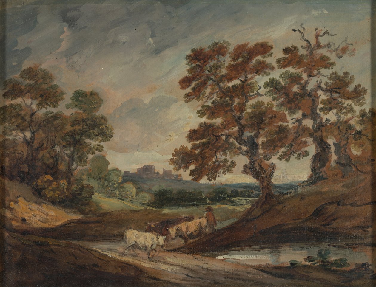 Landschaft: Drei Kühe in der Mitte des Vordergrunds von Gainsborough Dupont