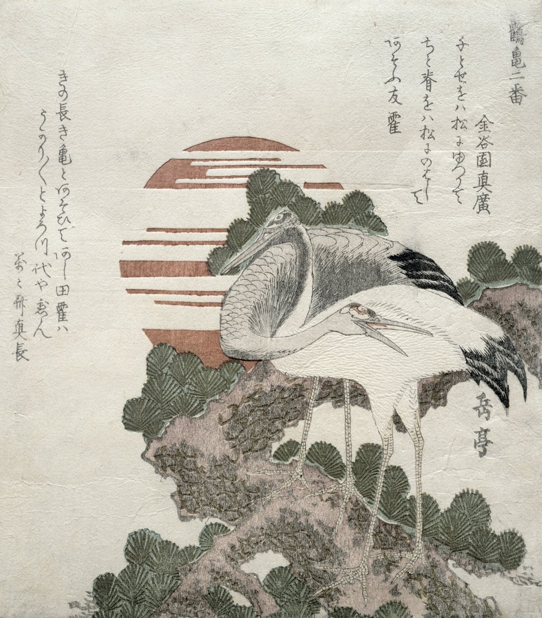 Kranich (Tsuru) aus der Serie 2 Designs von Kranichen und Schildkröten, 1818-30 von Gakutei Harunobu