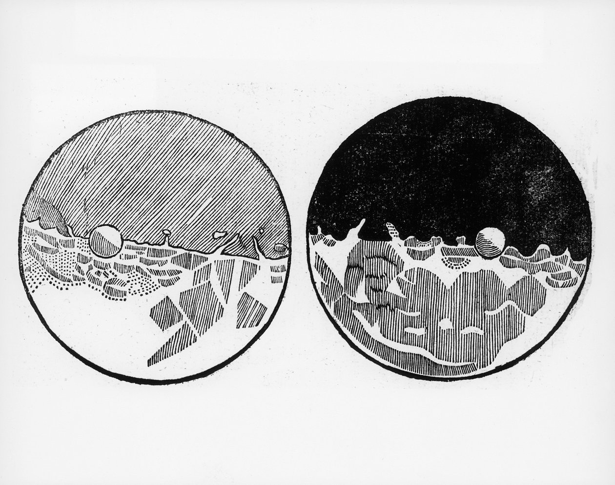 Skizze des Mondes von Galileo Galilei, ca. 1635 von Galileo Galilei
