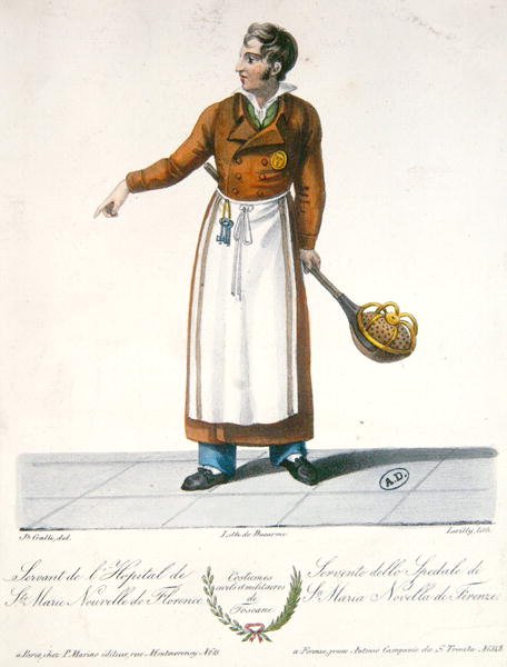 Ein Diener des Santa Maria Novella Krankenhauses in Florenz, frühes 19. Jahrhundert von Galli (after)