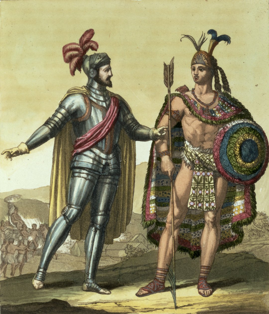 Konquistador mit einem indianischen Häuptling von Gallo Gallina
