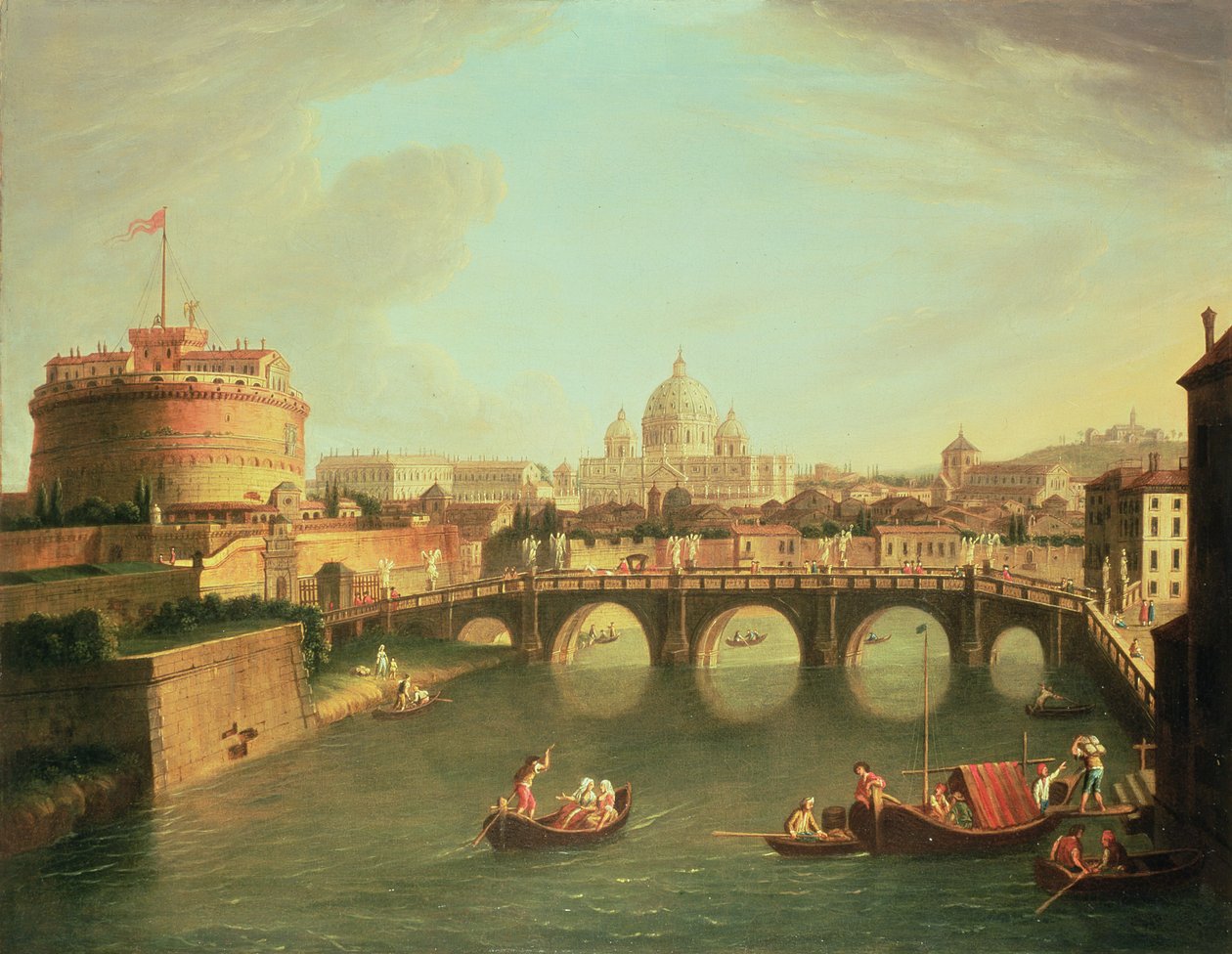 Ansicht von Rom mit der Brücke und dem Castel St. Angelo am Tiber von Gaspar van Wittel