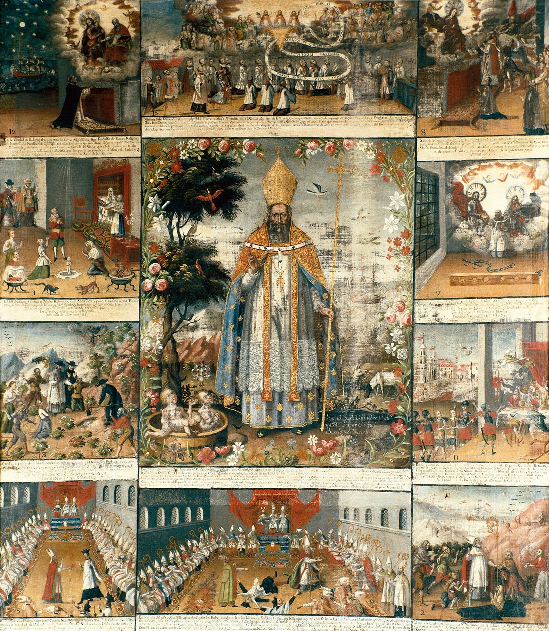 Altarbild des Lebens von Sankt Nikolaus von Myra oder Bari (270-345) von Gaspar Miguel de Berrio