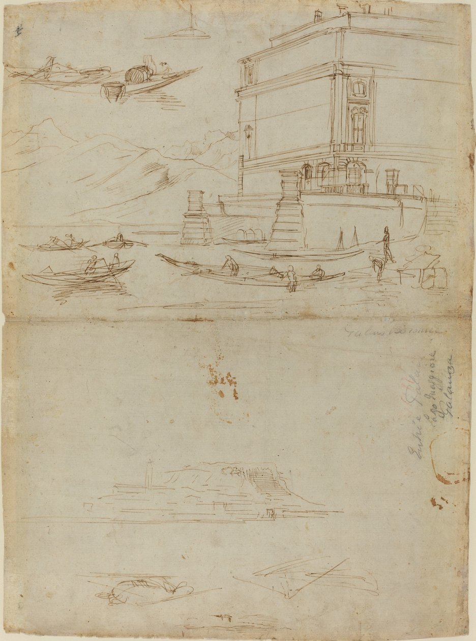 Studien des Lago Maggiore und des Eingangs zu einem Palazzo von Gaspar van Wittel