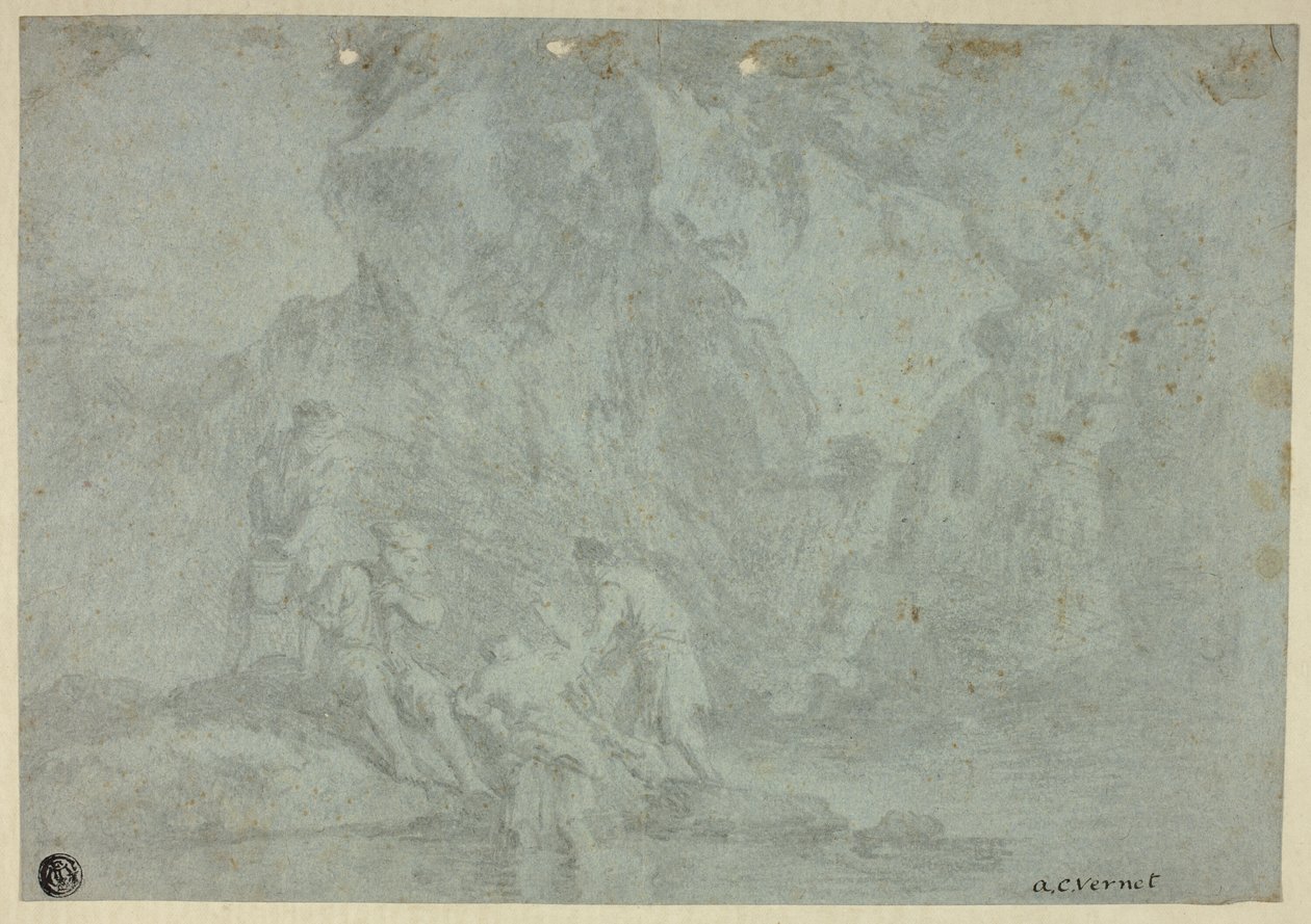 Felsige Landschaft mit Figuren von Gaspard Dughet