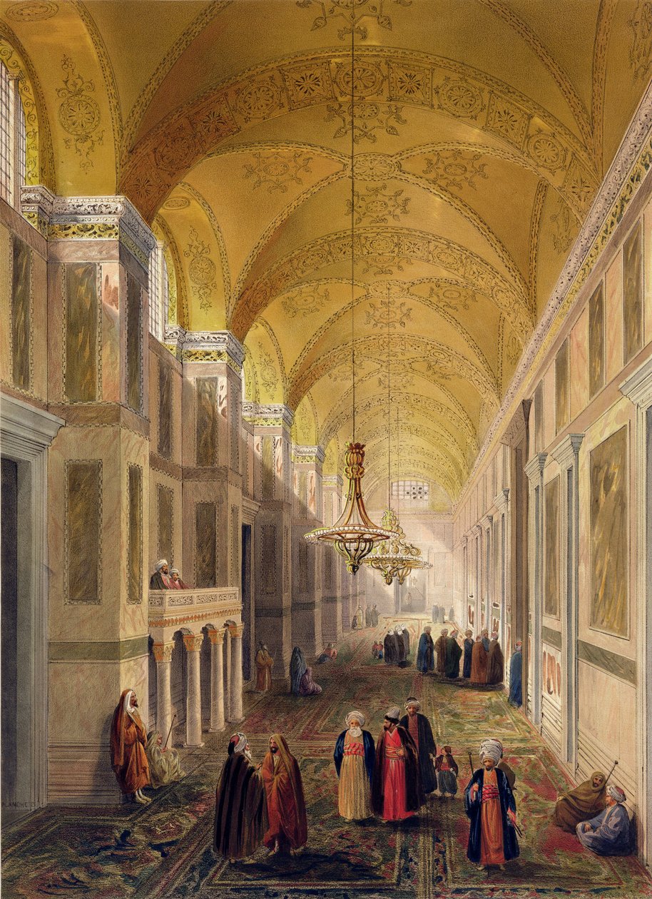 Hagia Sophia, Platte 2: der Narthex, graviert von Louis Haghe (1806-85) veröffentlicht 1852 von Gaspard Fossati