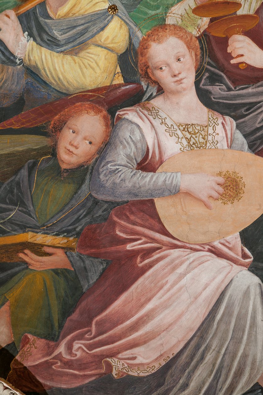 Detail der Himmelfahrt der seligen Jungfrau, bekannt als "Der Chor der musizierenden Engel" von Gaudenzio Ferrari