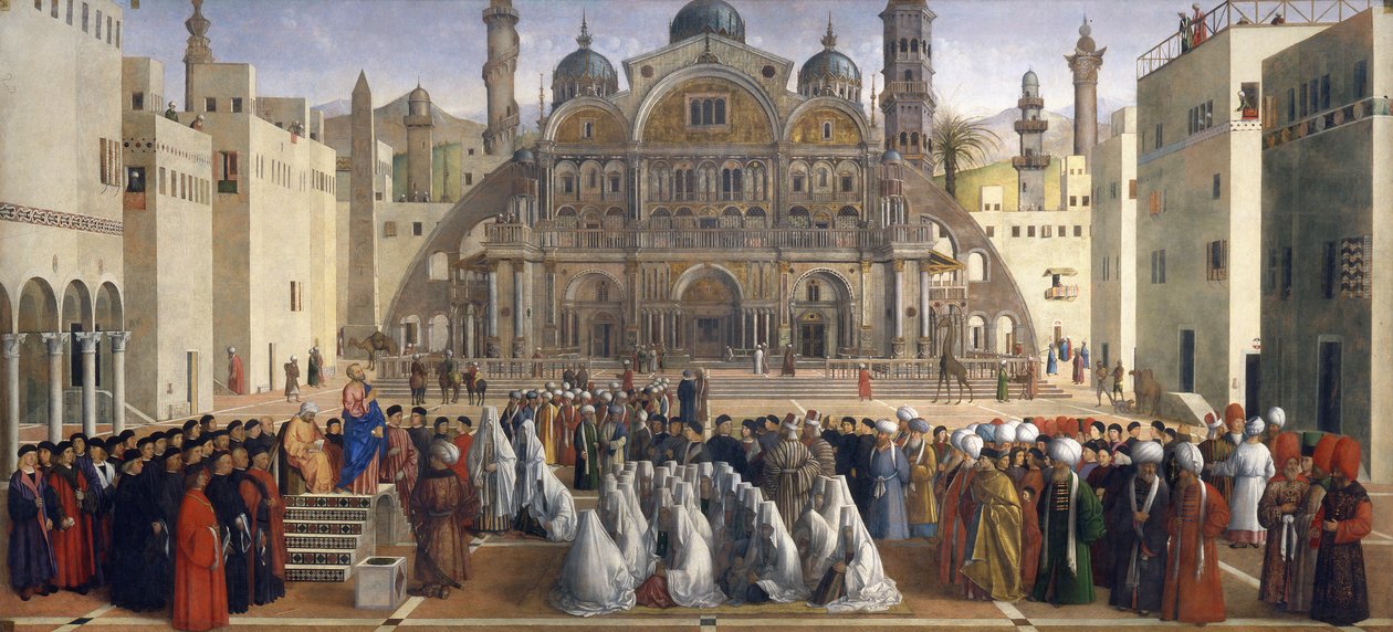 St. Markus predigt in Alexandria, Ägypten von Gentile and Giovanni Bellini