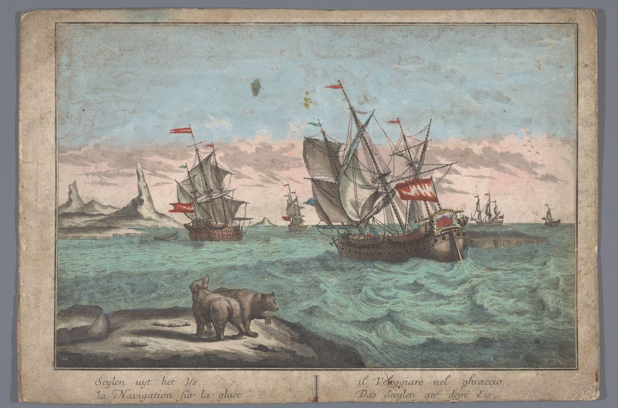 Ansicht des Segelns auf dem Eis von Georg Balthasar Probst (possibly)