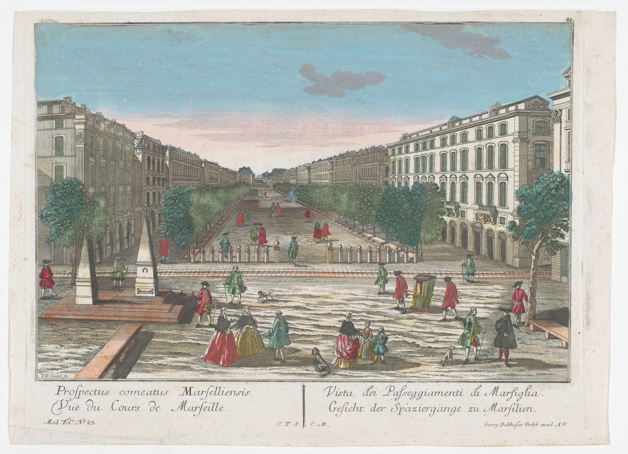 Ansicht einer Promenade in Marseille von Georg Balthasar Probst