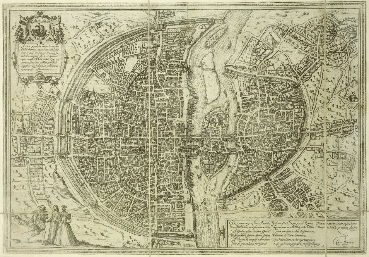 Stadtplan von Paris, 1572 von Georg Braun