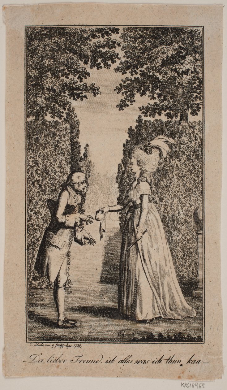 Illustration mit Dame und Herr in einem Park von Georg Christian Schule