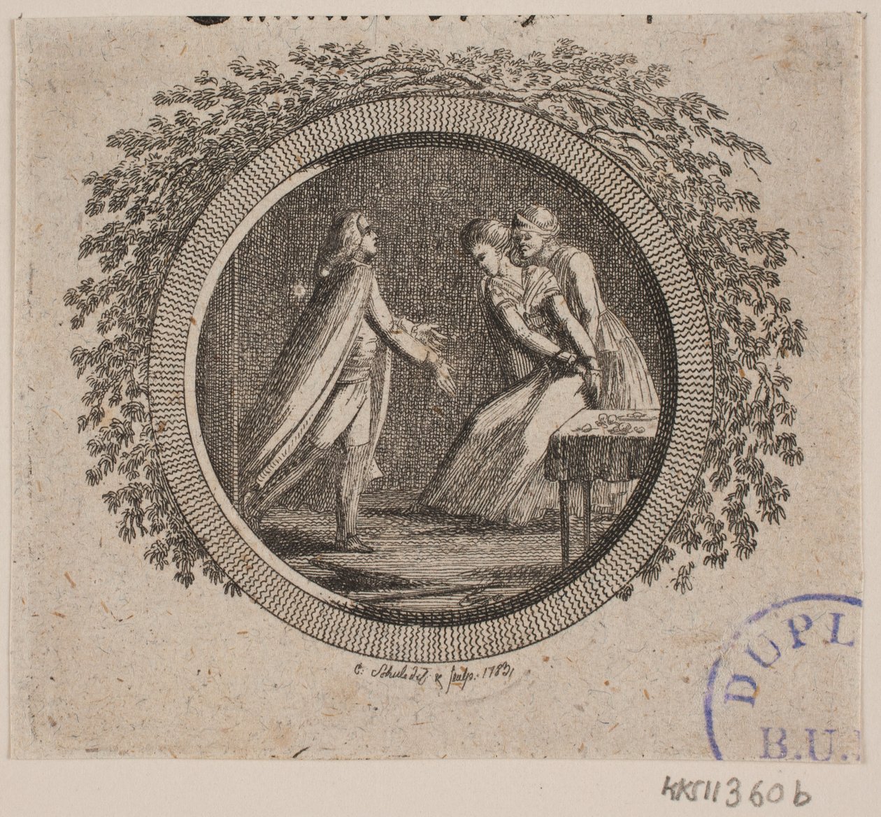 Titelvignette zu S. Richardson: "Miss Clarissa Harlowes Geschichte", fünfter Teil von Georg Christian Schule