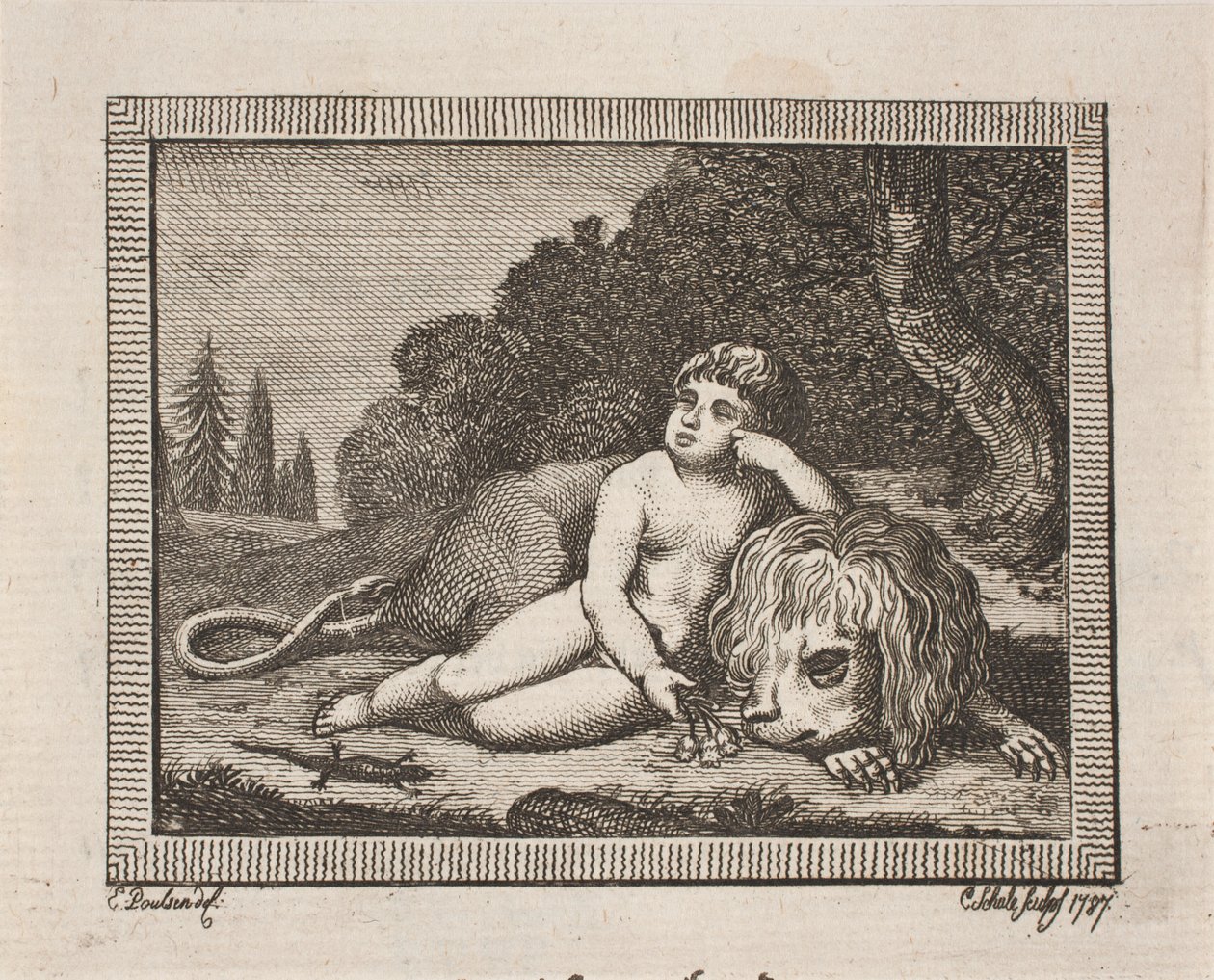 Vignette zu J. H. Wessels "Samtlige skrifter" von Georg Christian Schule
