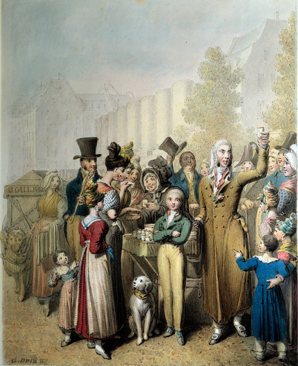 Boulevard de la Madeleine, der Scharlatan. Lithografie von George Emanuel Opitz, 1831. Paris, Musée Carnavalet von Georg Emanuel Opitz