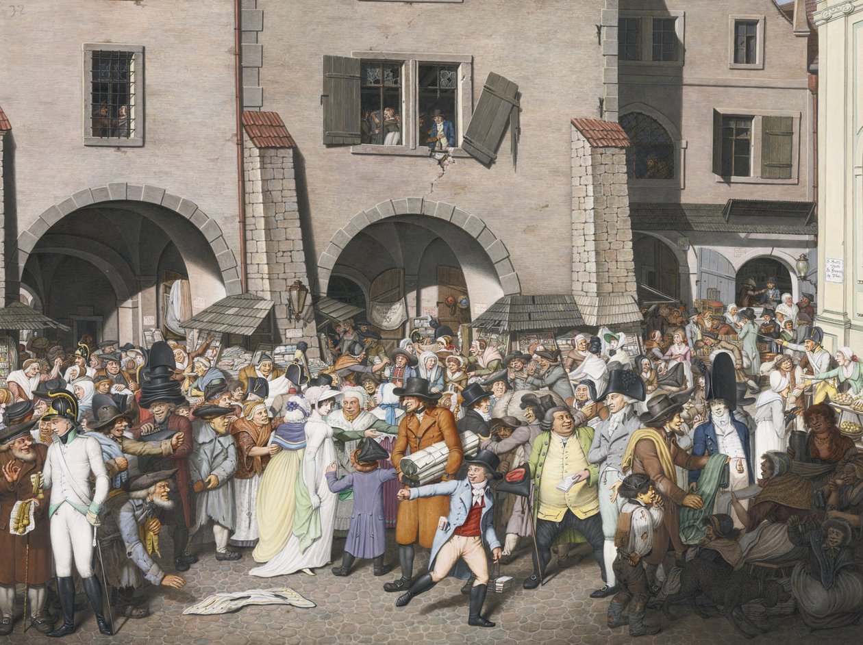 Geschäftiger Marktplatz, Prag, 1804 von Georg Emanuel Opiz