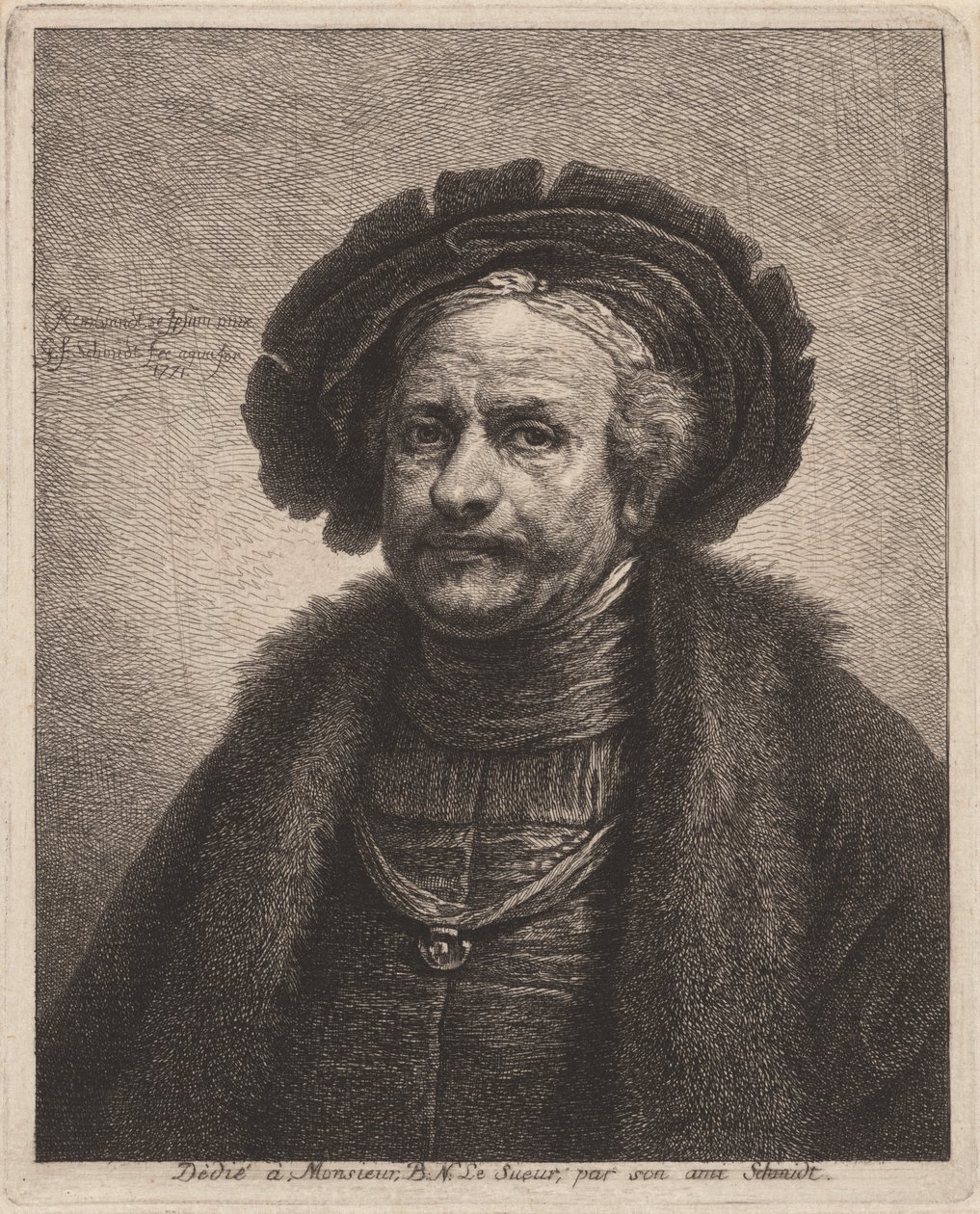 Selbstporträt von Rembrandt von Georg Friedrich Schmidt, after Rembrandt van Rijn