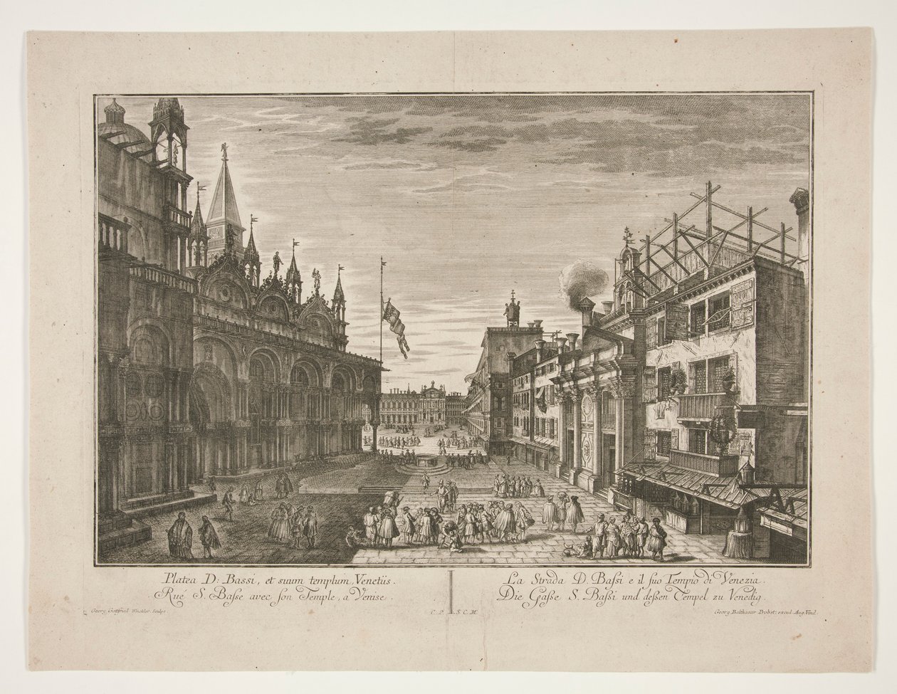 Die Straße Saint Bassi und ihr Tempel in Venedig von Georg Gottfried Winckler