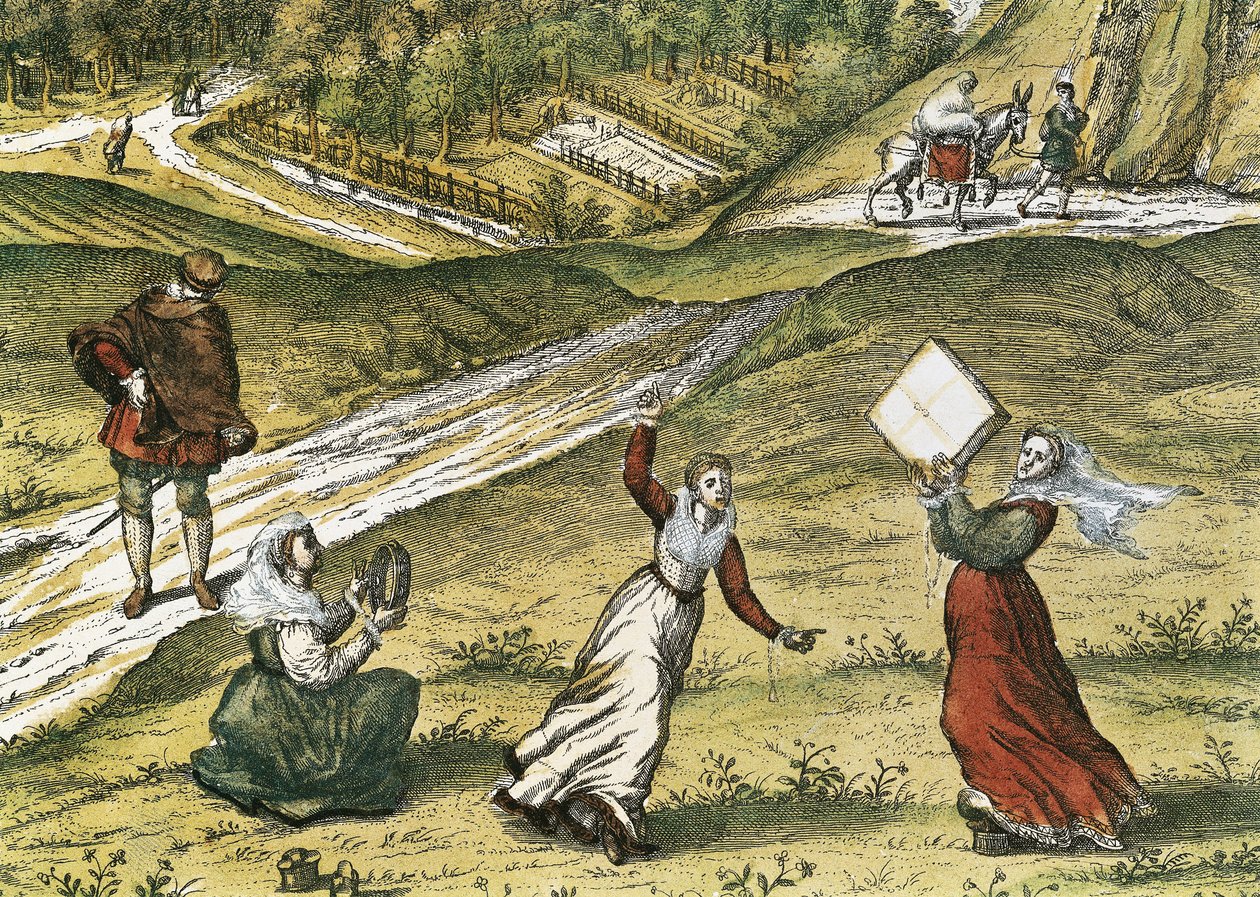 Andalusische Tänzer. Detail von Granada, in Band I "Civitatis Orbis Terrarum". Farbradierung von Abraham Ortelius (1527-1598), George Braun (1541-1622) und Franz Hogenberg (1535-1590), veröffentlicht 1572-1617 von Georg Hogenberg Franz and Ortelius Abraham Braun