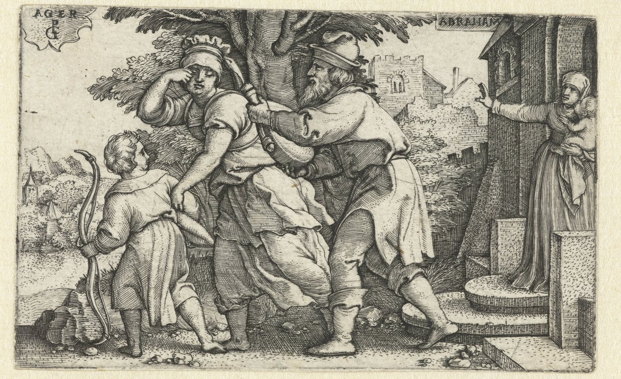 Abraham vertreibt Hagar und Ismael (Verhaal van Abraham) von Georg Pencz