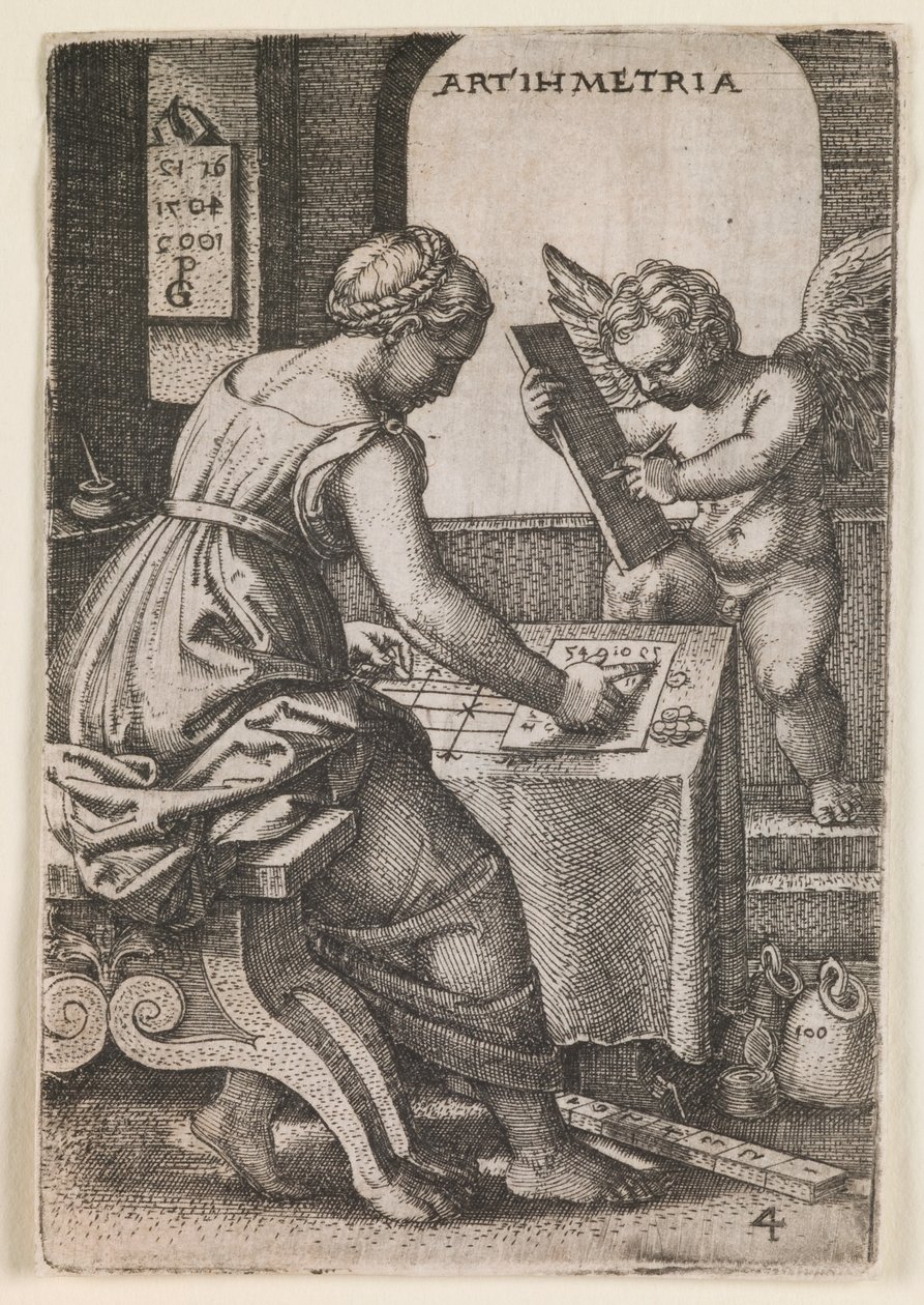 Arithmetria, aus der Serie "Die Freien Künste", um 1541 von Georg Pencz