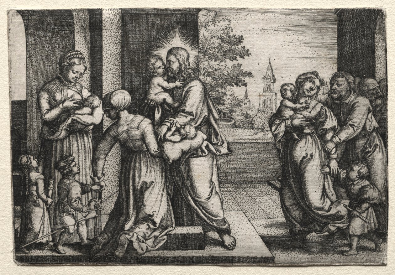 Christus mit kleinen Kindern, ca. 1548 von Georg Pencz