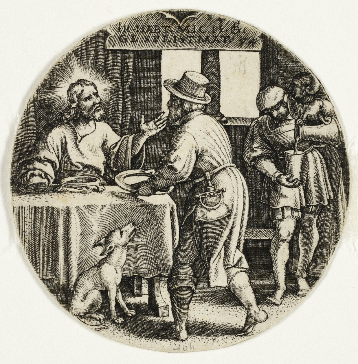 Die Hungrigen speisen, aus Die sieben Werke der Barmherzigkeit von Georg Pencz