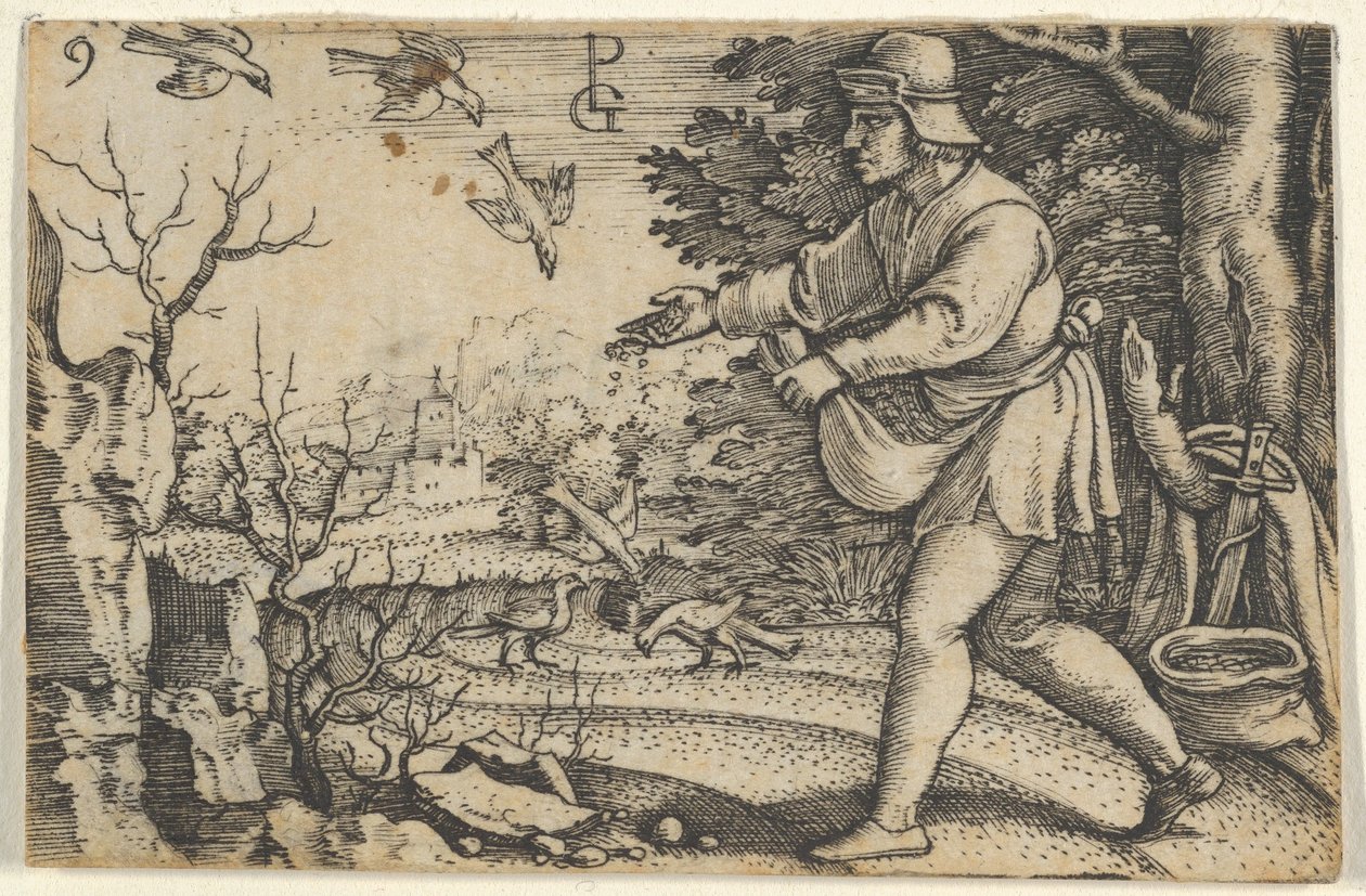 Das Gleichnis vom Sämann, aus Die Geschichte Christi, 1534-35 von Georg Pencz