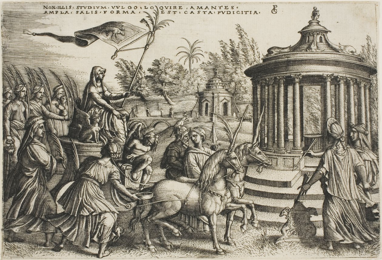 Der Triumph der Keuschheit, Platte zwei aus Die Triumphe von Petrarca von Georg Pencz