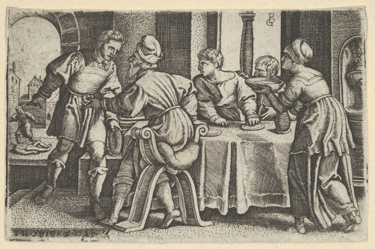 Tobias verlässt den Tisch, aus der Geschichte von Tobias von Georg Pencz