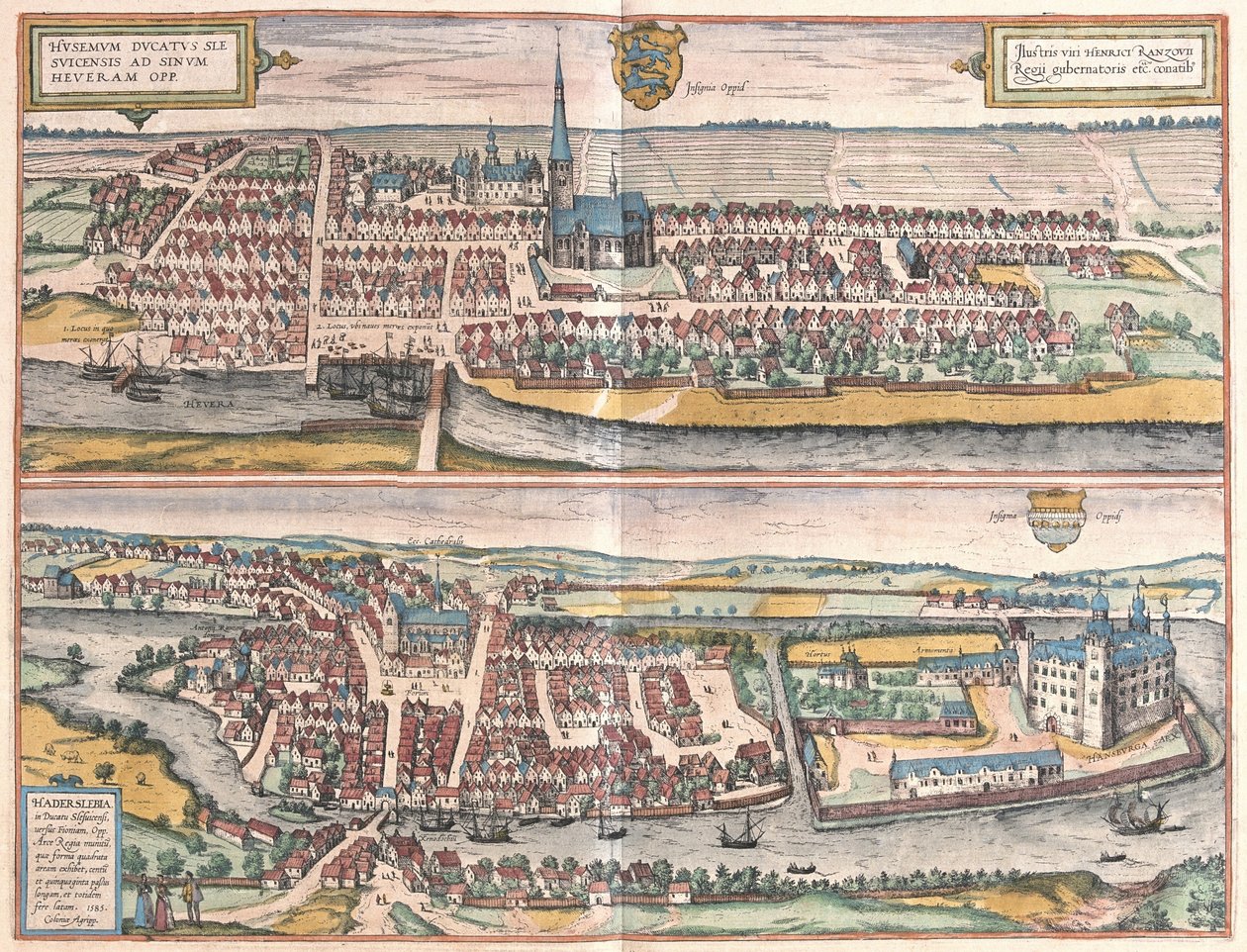 Husum, Deutschland, Illustration aus Civitates Orbis Terrarum von Georg Braun und Franz Hogenberg