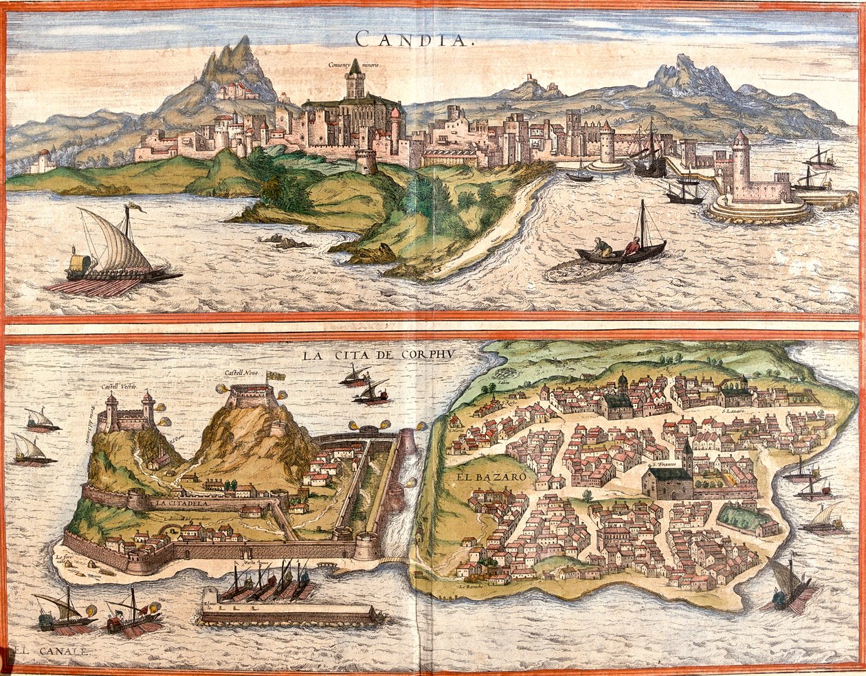 Heraklion, Korfu, Griechenland von Georg and Hogenberg Franz (1535 90) Braun